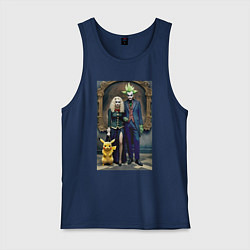 Майка мужская хлопок Семейный портрет с покемоном - готика, цвет: тёмно-синий