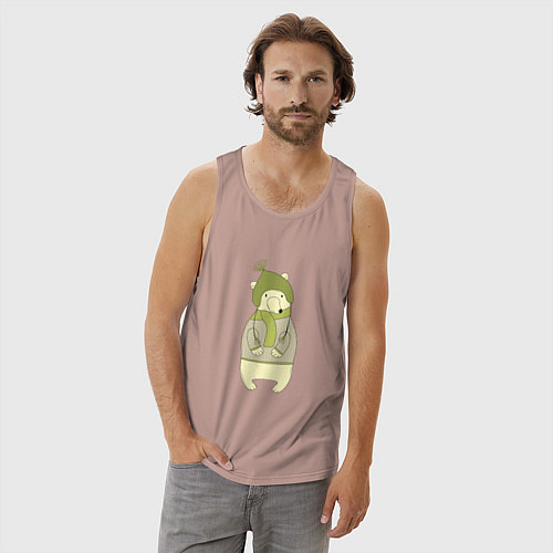 Мужская майка Медведь в свитере / Пыльно-розовый – фото 3