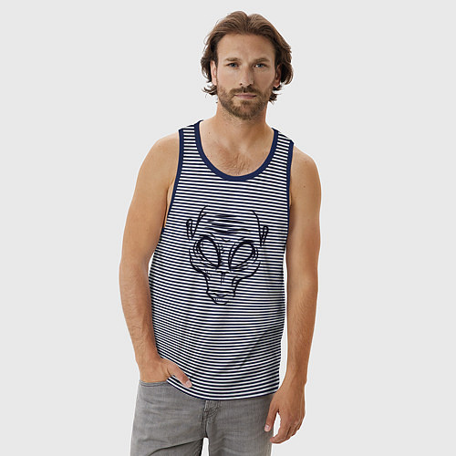 Мужская майка Инопланетный житель / Синяя тельняшка – фото 3