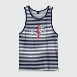 Майка мужская хлопок Нью-Йорк первый город в мире, цвет: синяя тельняшка