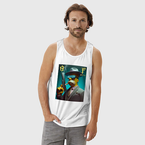 Мужская майка Homer Simpson with pistol - godfather / Белый – фото 3