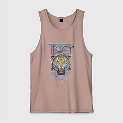 Майка мужская хлопок Тигр и рок н ролл, цвет: пыльно-розовый