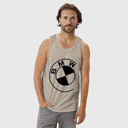 Майка мужская хлопок БМВ значок, цвет: миндальный — фото 2