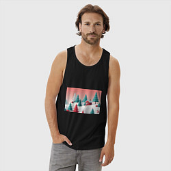 Майка мужская хлопок Новогодний домик, цвет: черный — фото 2