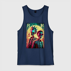 Майка мужская хлопок Rick and Morty cool skeletons, цвет: тёмно-синий