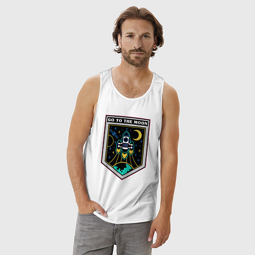 Мужская майка Отправиться на луну / Белый – фото 3