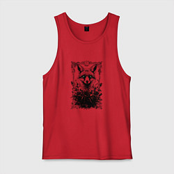 Майка мужская хлопок Лис с красными розами, цвет: красный