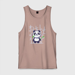 Майка мужская хлопок Панда с бамбуком, цвет: пыльно-розовый