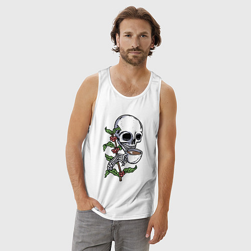 Мужская майка Кофейный череп / Белый – фото 3