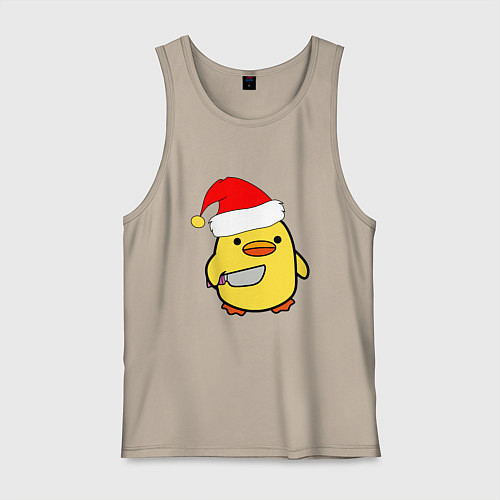 Мужская майка Новогодняя утка с ножом / Миндальный – фото 1