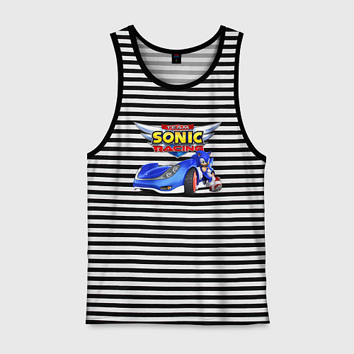 Мужская майка Cool hedgehog - Sonic racing team / Черная тельняшка – фото 1