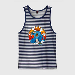 Майка мужская хлопок Rap - Concrete battle, цвет: синяя тельняшка