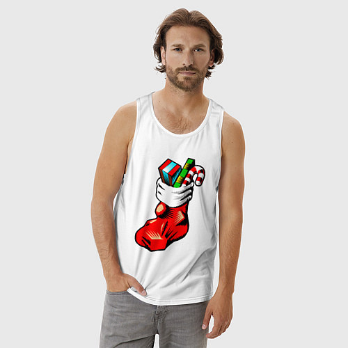 Мужская майка Рождественский чулок / Белый – фото 3