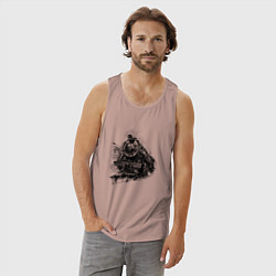 Майка мужская хлопок Прибытие паровоза, цвет: пыльно-розовый — фото 2