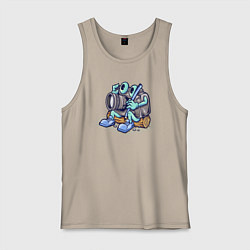 Майка мужская хлопок Я фотограф, цвет: миндальный