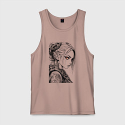 Майка мужская хлопок Девушка с алыми глазами, цвет: пыльно-розовый