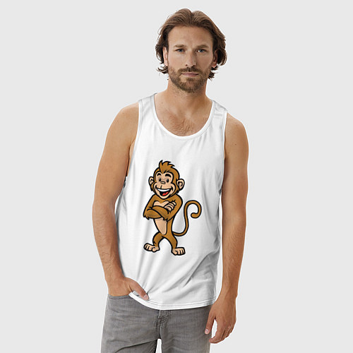 Мужская майка Позитивная мартышка / Белый – фото 3