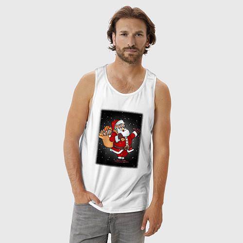 Мужская майка Санта Клаус с мешком / Белый – фото 3