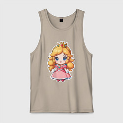 Майка мужская хлопок Маленькая принцесса Пич, цвет: миндальный