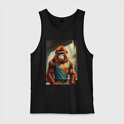 Майка мужская хлопок Орангутанг хуманизация, цвет: черный