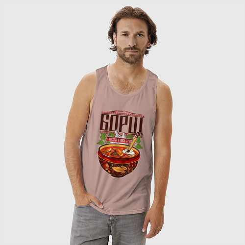 Мужская майка Богатырская еда - русский стиль / Пыльно-розовый – фото 3