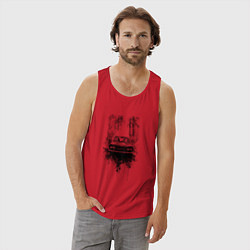 Майка мужская хлопок Авто в лесу, цвет: красный — фото 2