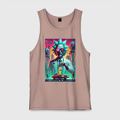 Мужская майка Рик подарил Морти автомобиль - нейроарт / Пыльно-розовый – фото 1