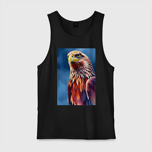 Мужская майка Орел на синем фоне / Черный – фото 1