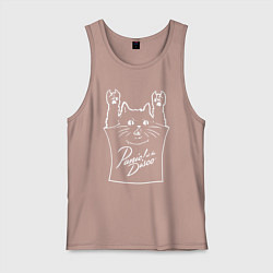 Майка мужская хлопок Panic at the disco - cat rock, цвет: пыльно-розовый