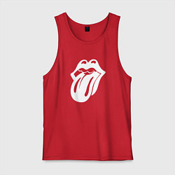 Майка мужская хлопок Rolling Stones - white logo, цвет: красный