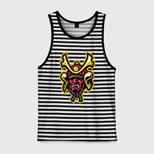 Мужская майка Samurai face / Черная тельняшка – фото 1