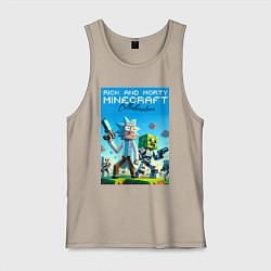 Майка мужская хлопок Rick and Morty Minecraft - collaboration, цвет: миндальный