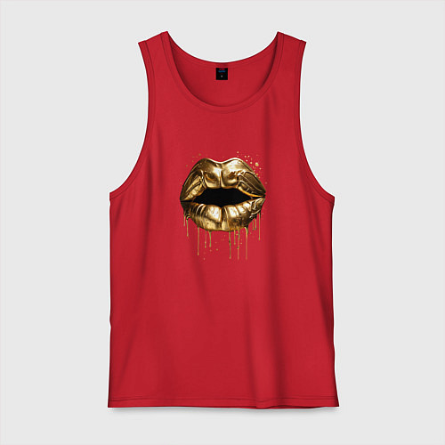 Мужская майка Золотые губы / Красный – фото 1
