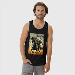 Майка мужская хлопок Eddie rides a symbiote horse - Venom 3, цвет: черный — фото 2