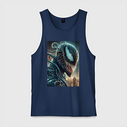 Майка мужская хлопок Веном в профиль - нейроарт фантазия, цвет: тёмно-синий