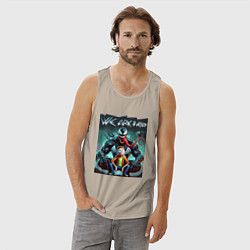 Майка мужская хлопок Веном присматривается к Морти - нейроарт фантазия, цвет: миндальный — фото 2