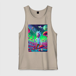 Майка мужская хлопок Рик потерял Морти на грибной планете, цвет: миндальный