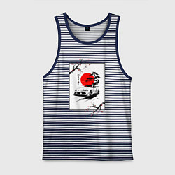 Майка мужская хлопок Toyota Supra sakura, цвет: синяя тельняшка