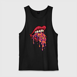 Майка мужская хлопок Crazy lips, цвет: черный