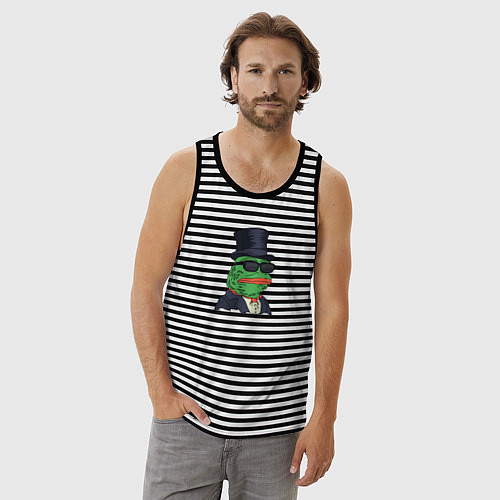 Мужская майка Лягушонок пепе / Черная тельняшка – фото 3