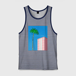 Майка мужская хлопок Калифорния вайб, цвет: синяя тельняшка