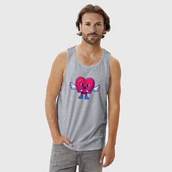 Майка мужская хлопок Сердечко с сердечком, цвет: меланж — фото 2