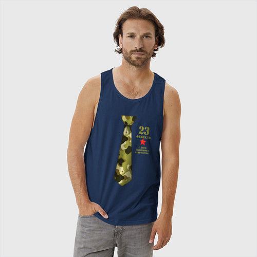 Мужская майка С Днём защитника Отечества - с галстуком / Тёмно-синий – фото 3