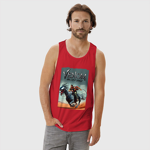 Мужская майка Venom the last dance - Eddie rides on a symbiote h / Красный – фото 3