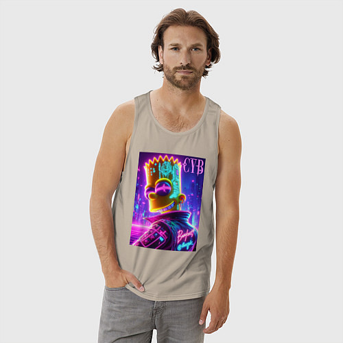 Мужская майка Cyber Bart - neon glow / Миндальный – фото 3