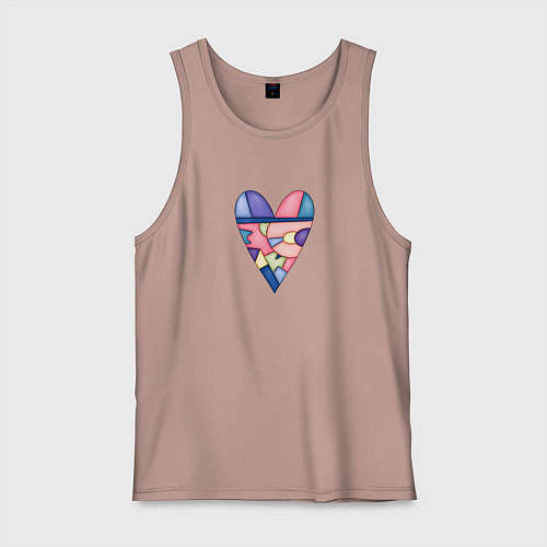 Мужская майка Сердечко - мозаика / Пыльно-розовый – фото 1