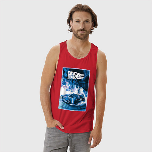 Мужская майка Назад в будущее - делориан / Красный – фото 3