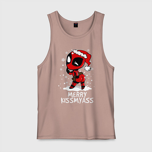 Мужская майка Deadpool - merry kiss my ass / Пыльно-розовый – фото 1