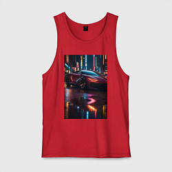 Майка мужская хлопок Суперкар и неон, цвет: красный