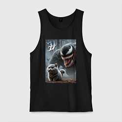 Майка мужская хлопок Venom wants to move into a purebred cat, цвет: черный